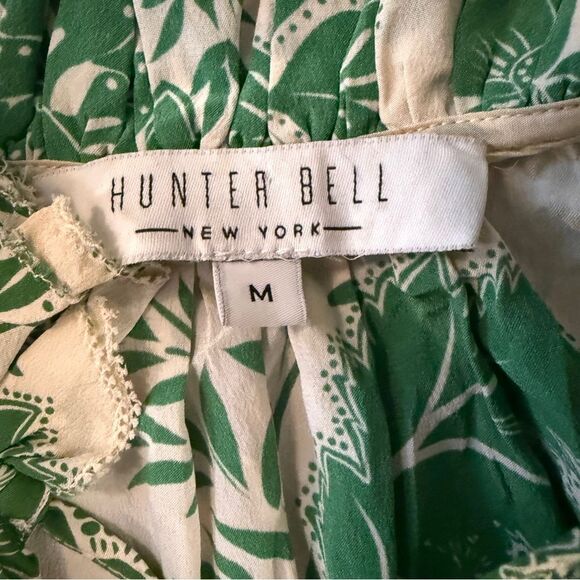 Hunter Bell Magnolia Green Cream Silk Ruffle Blouse - Picture 4 of 8